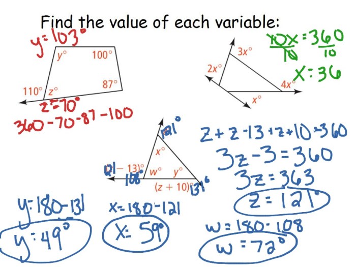 The polygon angle-sum theorems answer key