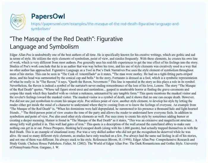 Figurative language in masque of the red death