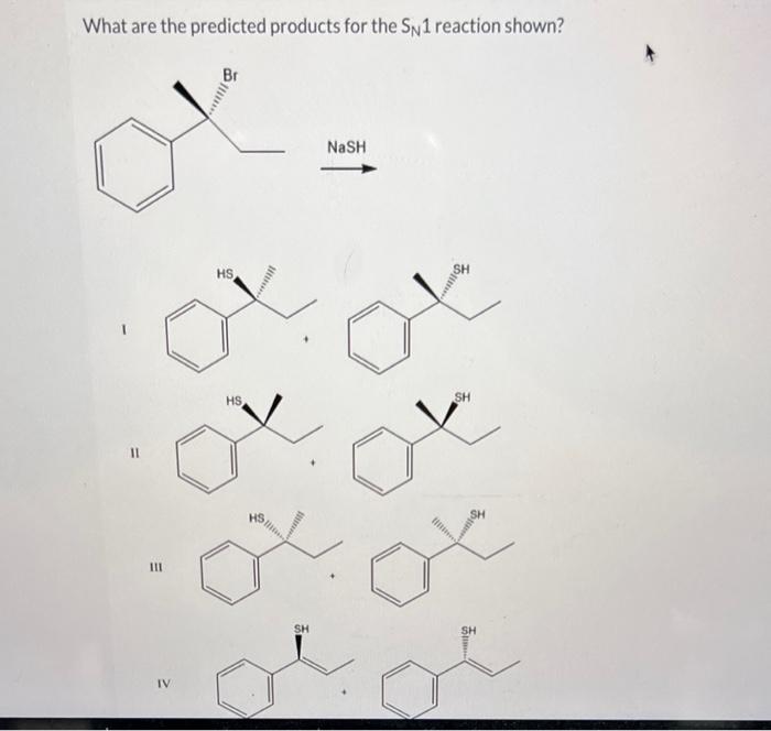 What are the predicted products for the sn1 reaction shown