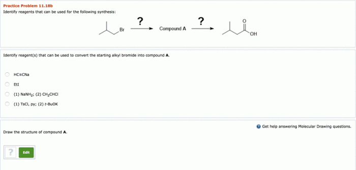 Identify reagents that can be used for the following synthesis